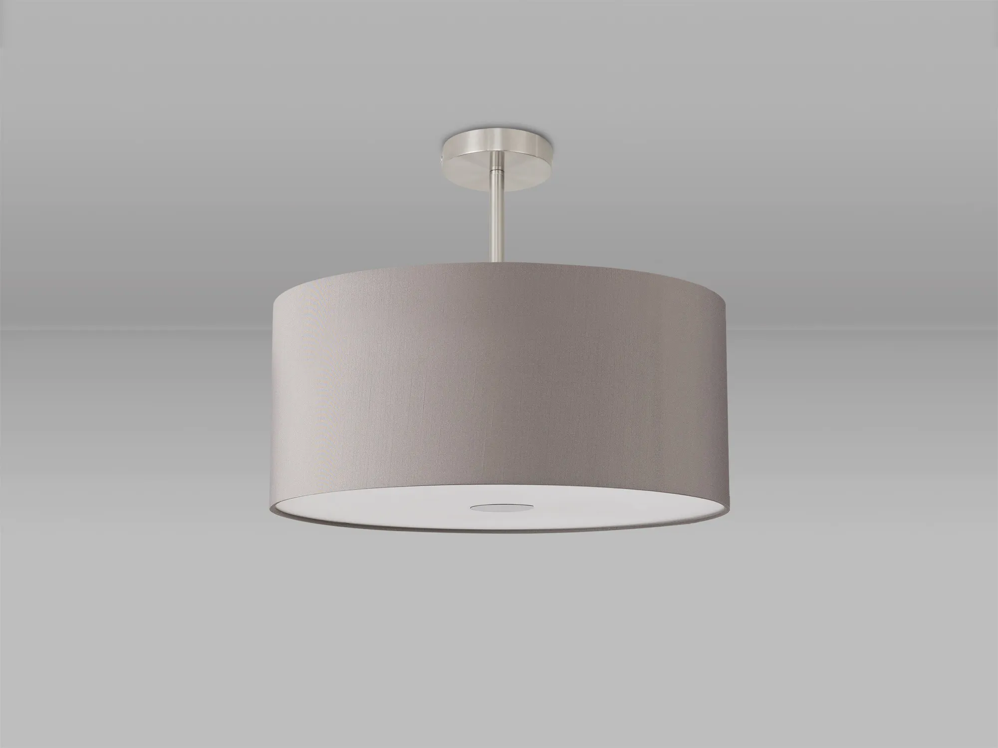Baymont 50cm Semi Flush 1 Light Satin Nickel, GreyWhite Laminate, Frosted Diffuser DK0270  Deco Baymont SN GR